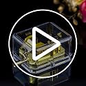 Clear Acrylic Hand Crank Music Box with Gold Mechanism