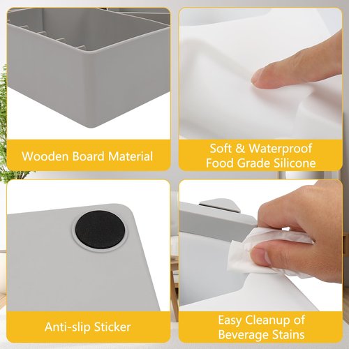 Couch Cup Holder Tray, Silicone Sofa Couch Caddy for Bed Car Seat Beach Organizer, Waterproof Cup Holder with Phone Stand for TV Remote, Snacks, Drinks, Cellphone (Grey)