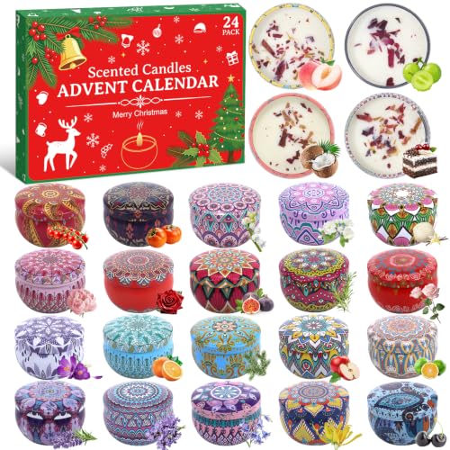 24-Day Scented Candle Advent Calendar – 100% Natural Soy Wax Countdown Set