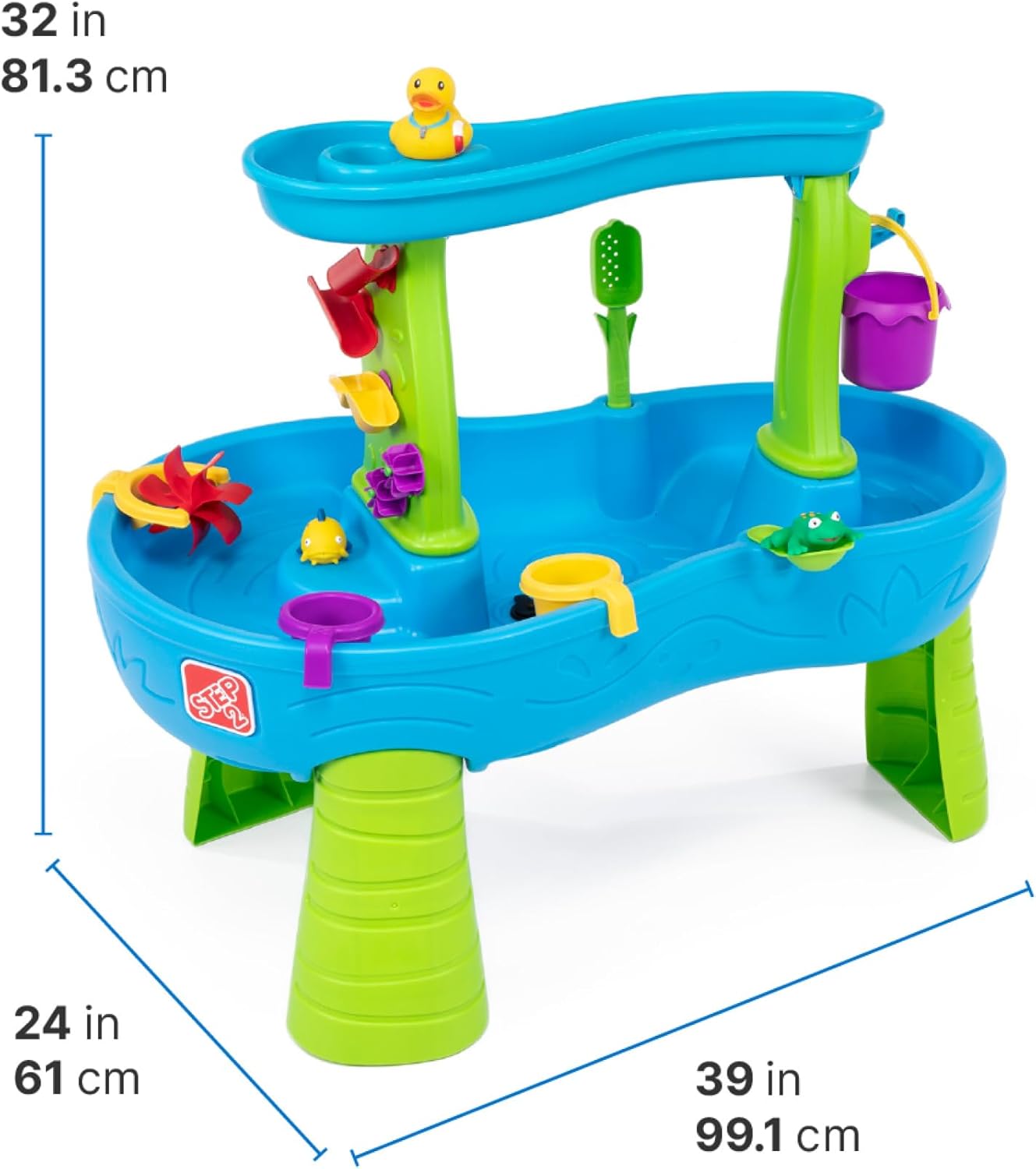 Step2 Rain Showers Water Table - Engaging Sensory Playset for Kids 1.5+ Years - Blue & Green, 13 Accessories