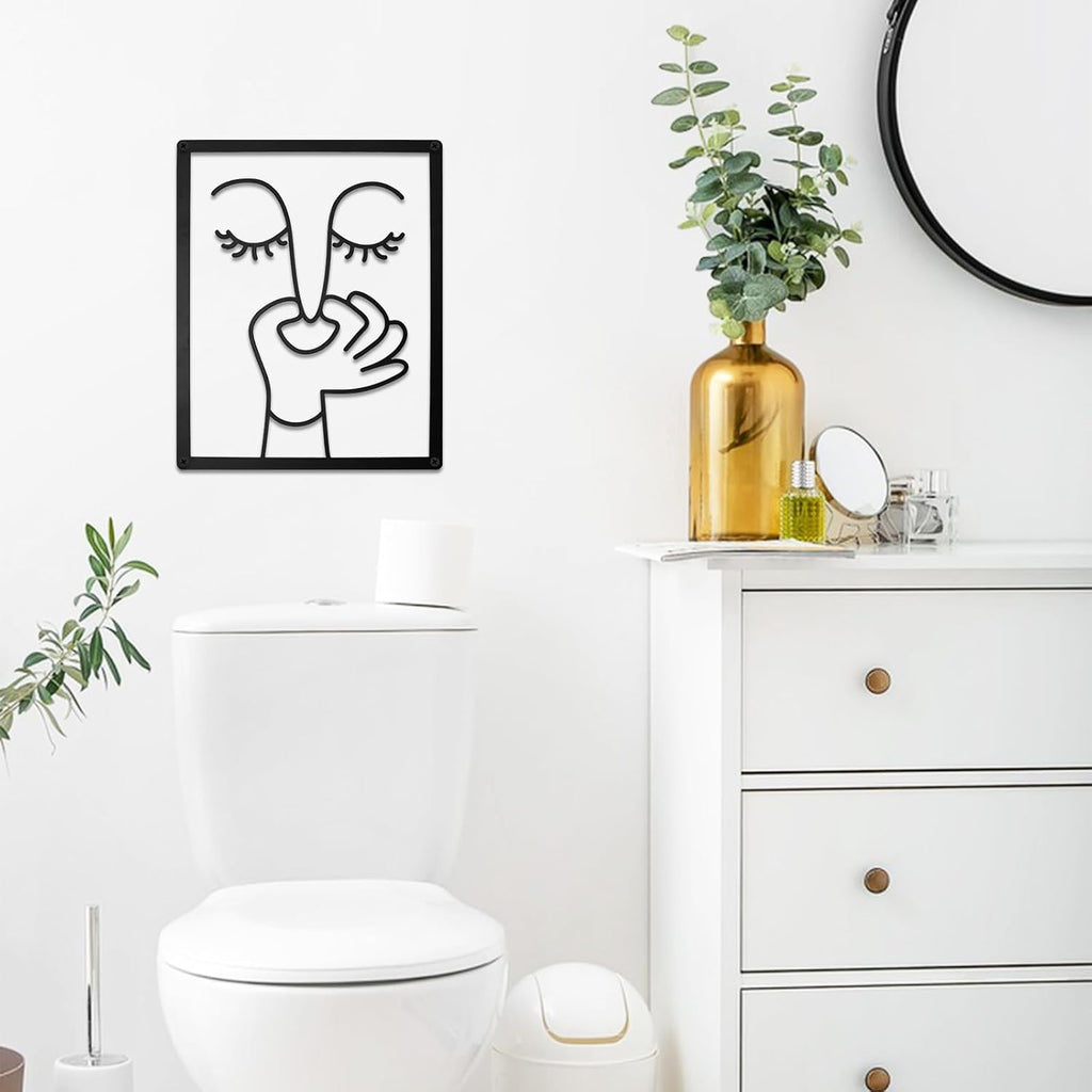 ULENDIS Funny Bathroom Wall Art Decor - Humorous Metal Face Sign for Toilet | Modern Minimalist Design (7.97 x 9.84 in)