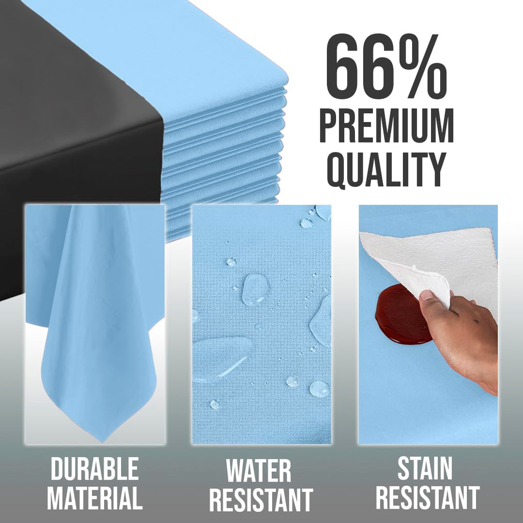Party Solids Light Blue Tablecloths for Rectangle Tables 48 Pack Plastic Table Cloth Disposable 54" X 108" Light Blue Table Cloths Rectangle Tablecloth Plastic Tablecloths Rectangular Party Supplies