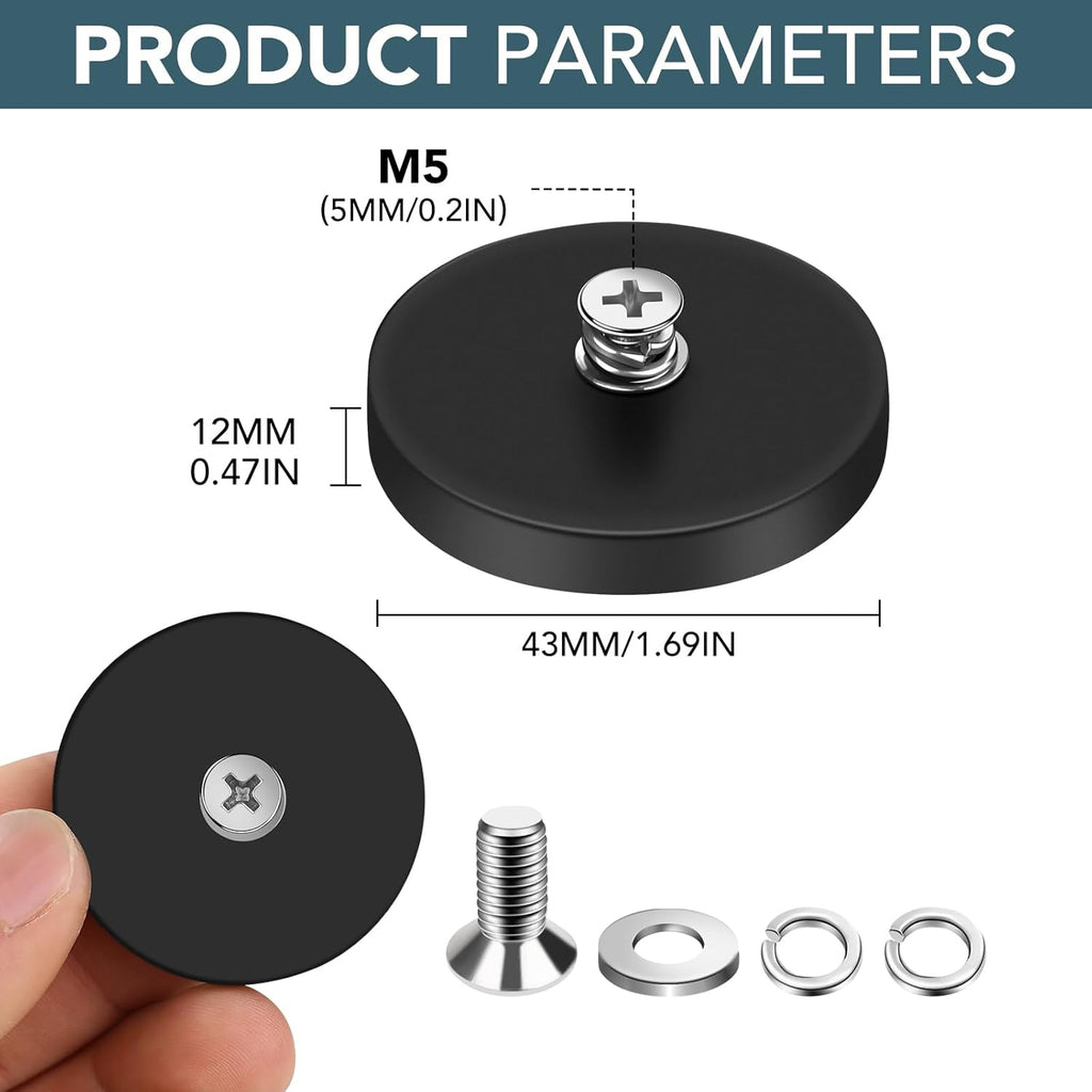 N52 Magnetic Hooks by Skiennix - 30lbs Heavy-Duty Strength with 4 Rubber Coated Anti-Scratch Mounting Magnets