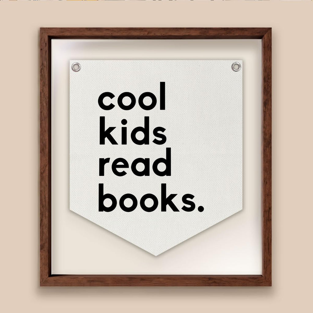 Lacama Reading Corner Decor,Cool Kids Read Books Linen Banner,Read Sign Wall Hanging Banner Pennant Flag Decor for Classroom Homeschool Nursery Playroom Toddler Decor,12.4x14 in