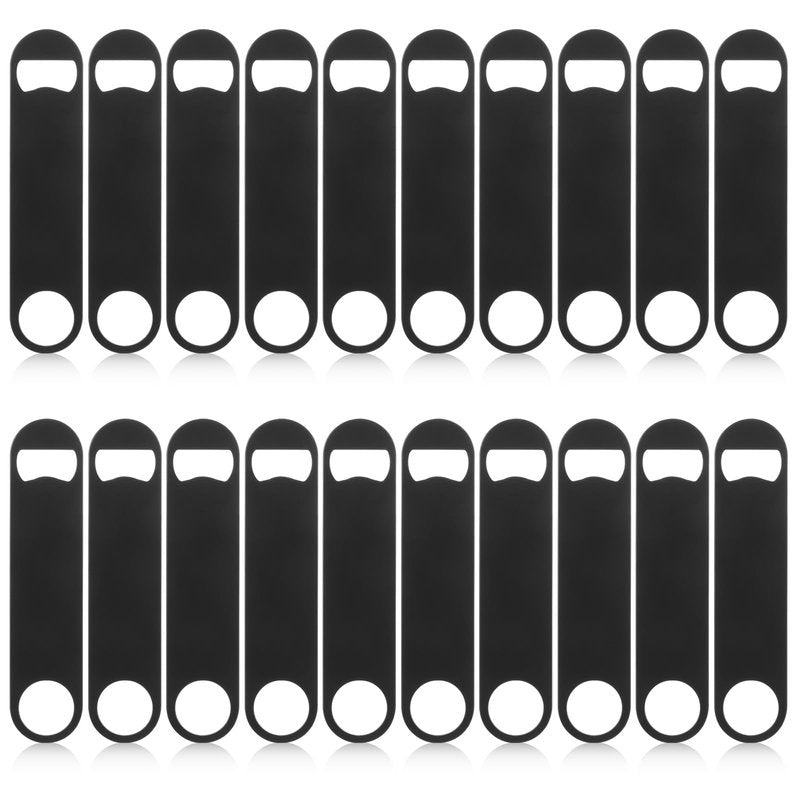 DAJAVE 20 Pieces Flat Bottle Openers, 7 Inch Stainless Steel Bottle Openers Bulk, Black Speed Openers Beer Bottle Opener Bartender for Bar, Kitchen, Restaurant