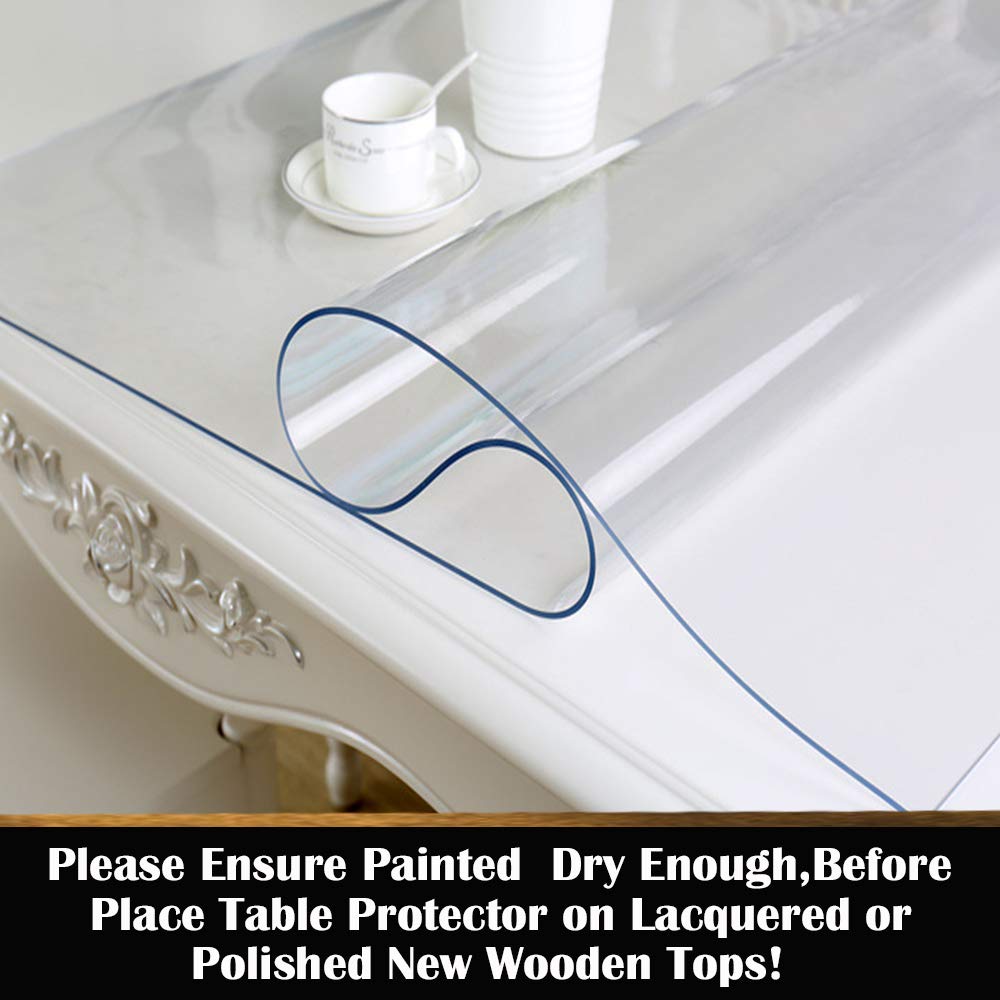 1.5mm Thick Transparent PVC Table Cover Mat Plastic Clear Table Cloth Non-Slip Dining Living Room Table Protector Meeting Desktop Protection Waterproof Kitchen Work Countertop Protective Pad 40x96in