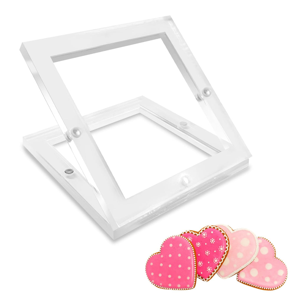 Acrylic Cookie Stencil Holder, 3.54x3.54 in Magnetic Cookie Stencil Frame for Royal Icing Sugar Cookie Stenciling Airbrushing, Acrylic Cooking Decorating Tool, Stencils Helper