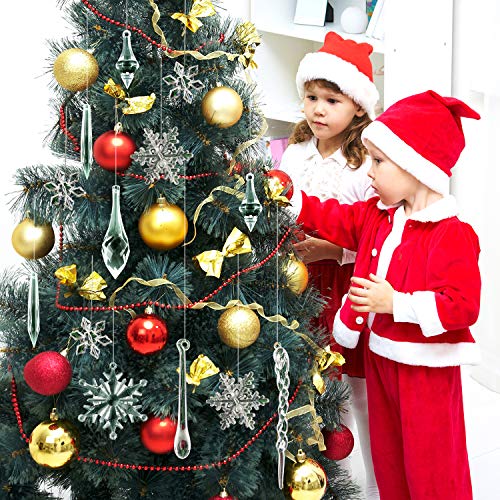Christmas Snowflake & Icicle Decorations Set – Acrylic Holiday Ornaments with Crystal Line