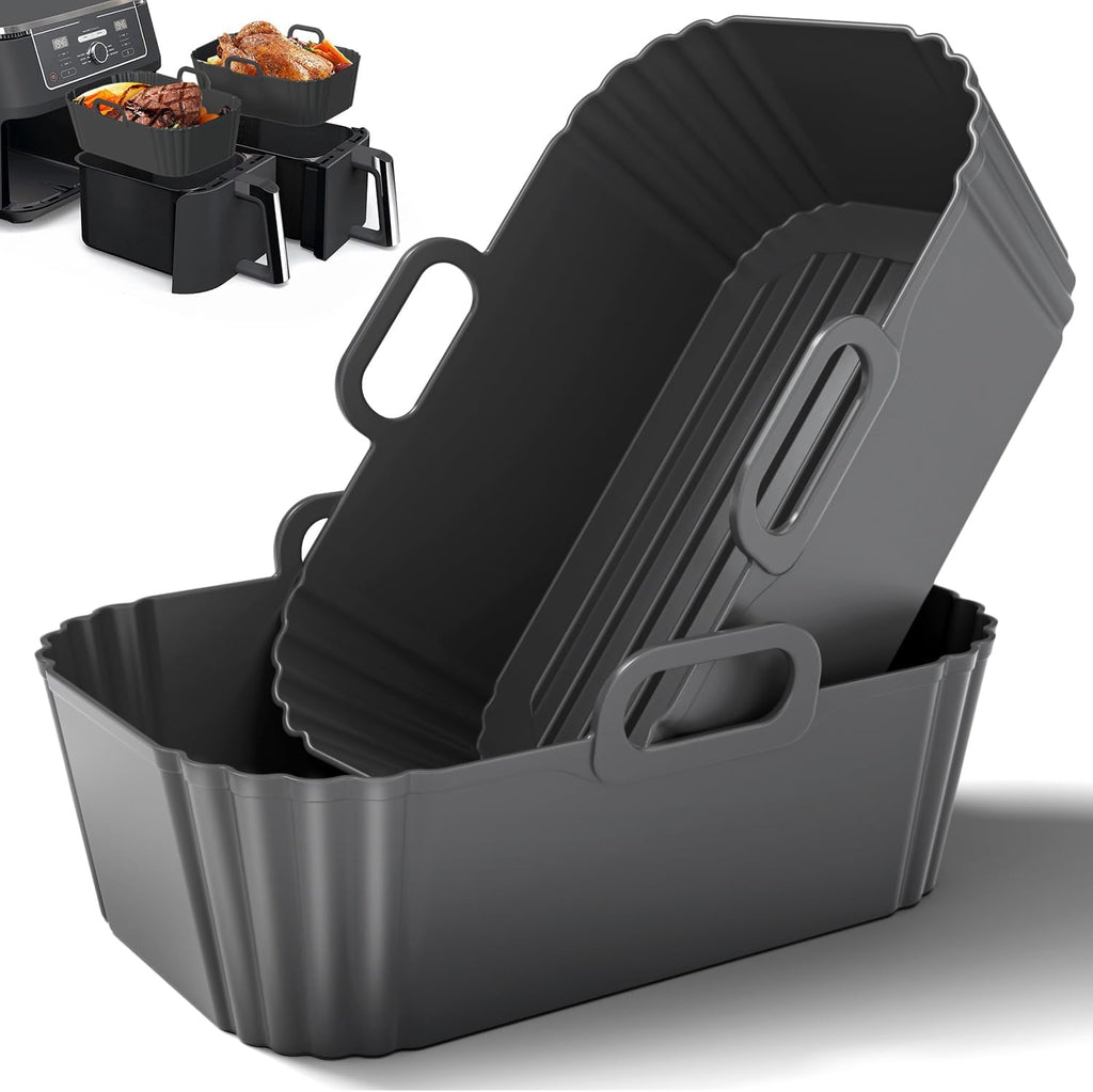 Silicone Air Fryer Liners by Ninja | Reusable 2-Pack for 8-10QT Dual Basket Air Fryers