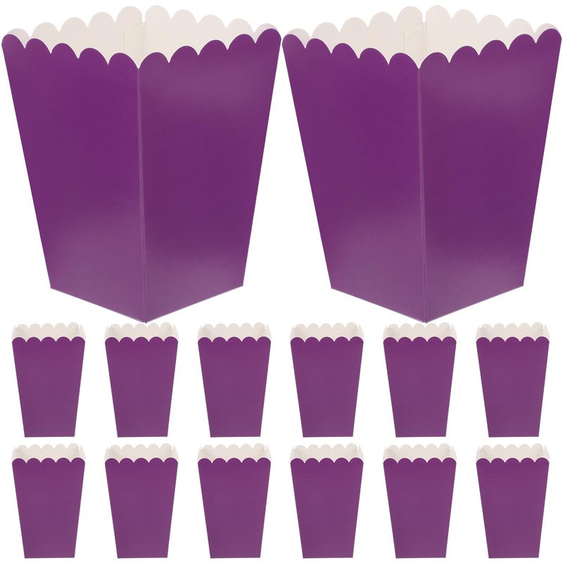 UPKOCH 50pcs Purple Popcorn Boxes, 10.7x7.5cm Snack Containers for Movie Theater/Candy Buffet, 250g Cardboard Party Favors Bulk for Wedding/Home Theater/Carnival