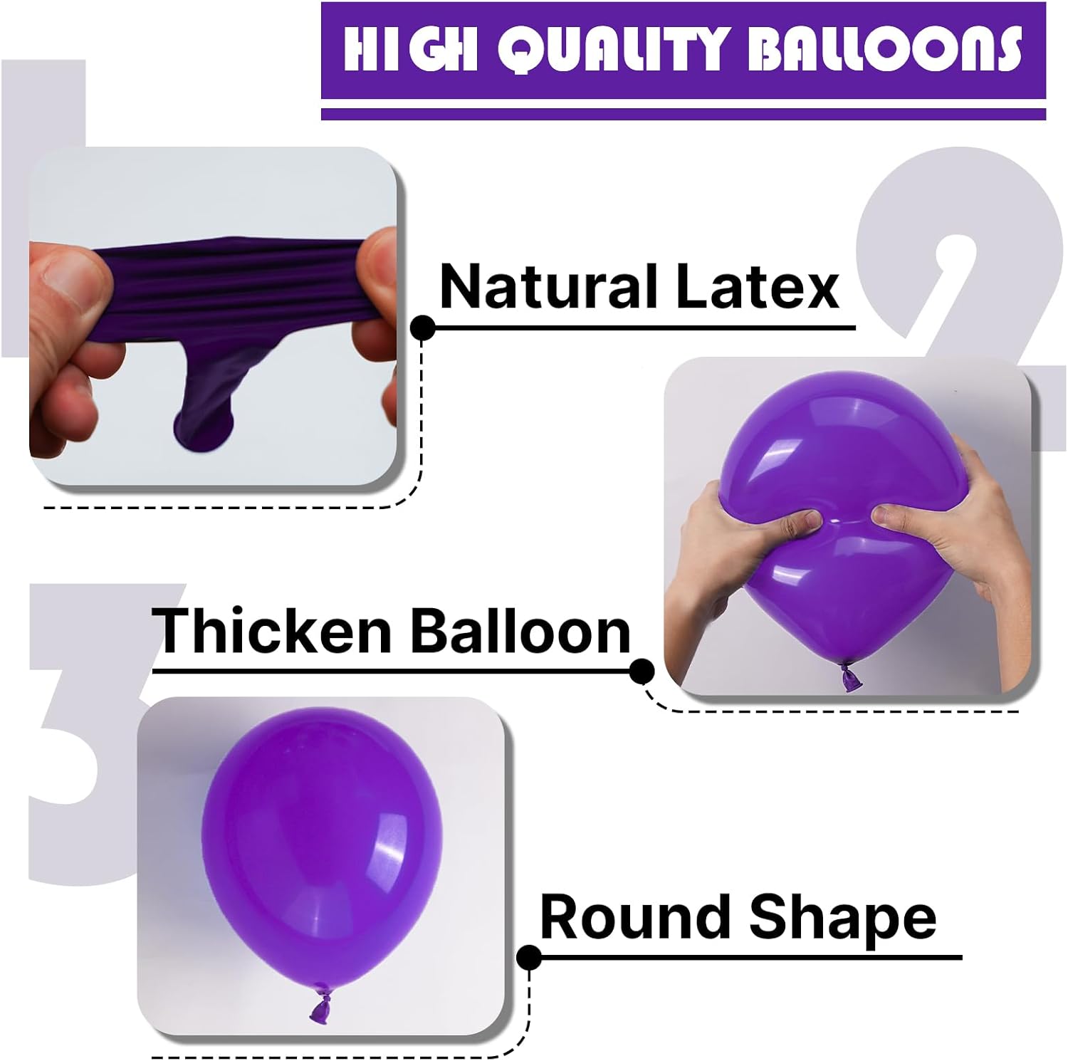 PartyWoo Dark Purple Balloons - 130-Piece Royal Purple Balloon Arch Kit for Celebrations | Various Sizes 5-18 Inch