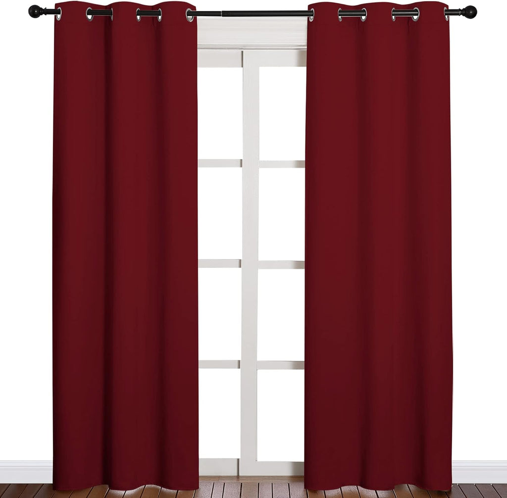NICETOWN Blackout Curtains - Thermal Insulated Grommet Drapes for Living Room | 42 x 84 Inches, Burgundy Red