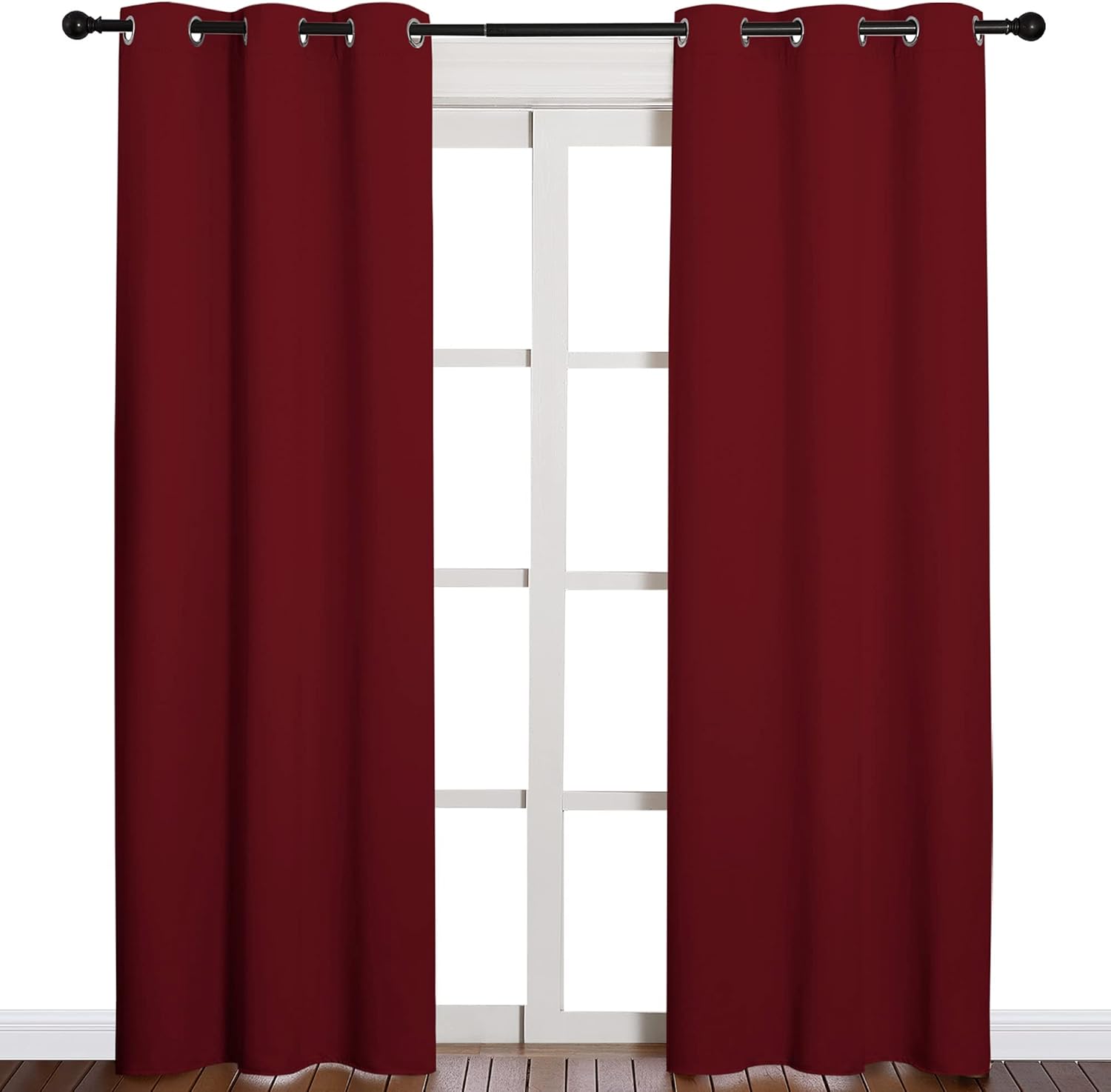 NICETOWN Blackout Curtains - Thermal Insulated Grommet Drapes for Living Room | 42 x 84 Inches, Burgundy Red