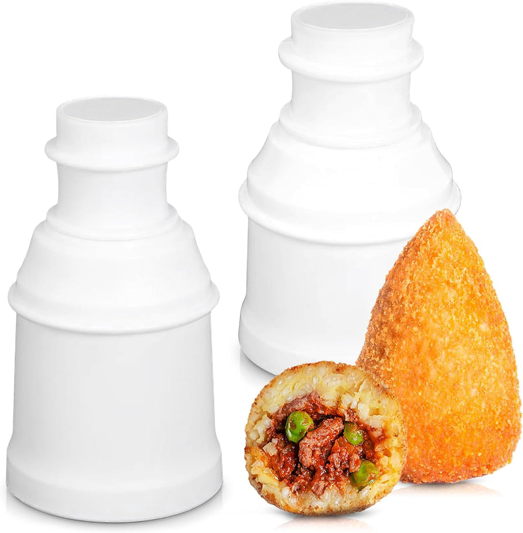 2 Pcs Arancini Maker Mold Set – Dual Round & Conical Rice Ball Mold, 160g/5.65oz Portion Size, Easy to Use, Dishwasher Safe, Comfortable Grip – Rice Molds for Home Cooks, Bento Meals & Street Food