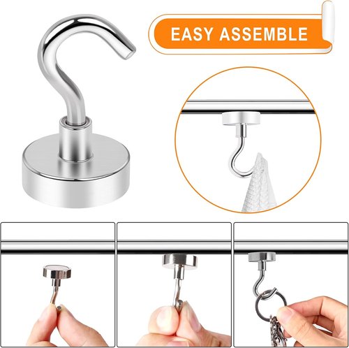 MIKEDE Heavy Duty Black Magnetic Hooks - 30LB Neodymium Strength for Outdoor & Indoor Use | 35-Pack