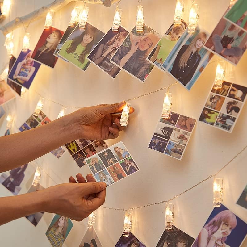 Skiennix LED Photo Clip String Lights - 40 Warm White Fairy Twinkle Lights for Photos & Artwork | 14 Feet