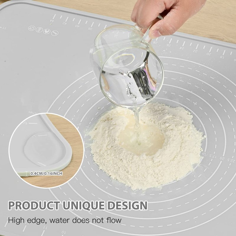 EuChoiz Silicone Pastry Mat 24"*16" Extra Thick Non Stick Baking Mat Food Grade Silicone Dough Rolling Bake Mat with Edge Heightening