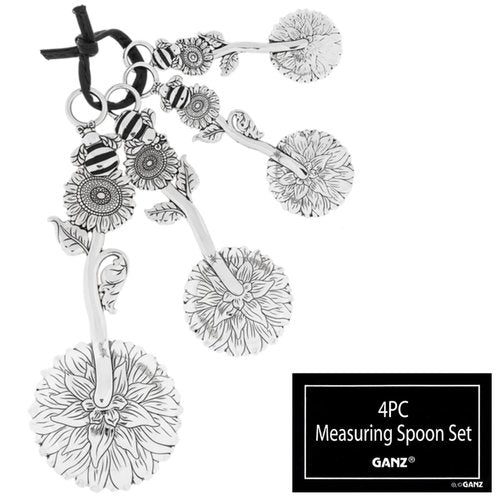 Ganz Bumble Bee Measuring Spoons, Zinc, 5.25 Inches Length, Silver, Set of 4