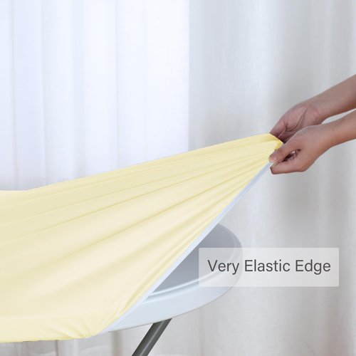 Obstal Fitted Round Table Cloth, Reversible Waterproof Stain Resistant Elastic Stretch Tablecloth, Wipe Clean Table Cover for Outdoor/Indoor Use, Fits Round Tables up to 30" - 36" Diameter, Cream