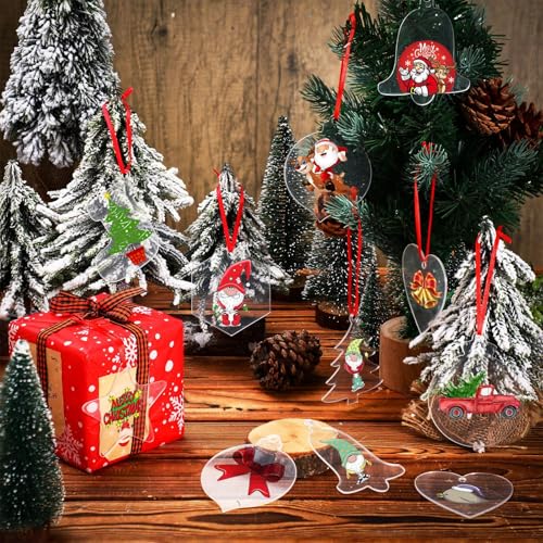 Rich Style 48 Pack Christmas Acrylic Ornaments Flat Discs 3 Inch DIY Decorations