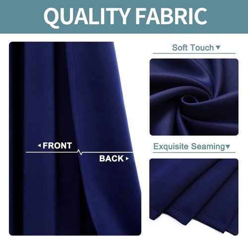 ChrisDowa Blackout Curtains - 80-Inch Long Thermal Insulated Grommet Panels | Navy Blue, 2-Panel Set