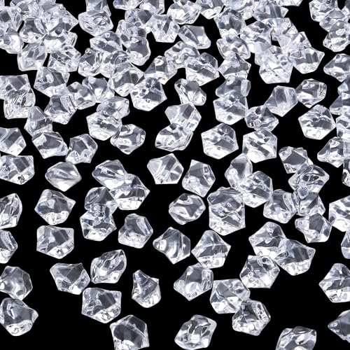 Clear Acrylic Fake Ice Cubes - 500 Pcs Irregular Gems for Vase Fillers & Decor
