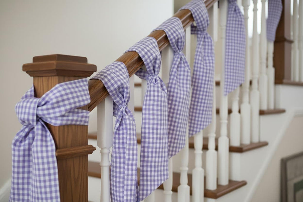 Skiennix Wreath Sash - Elegant Purple & White Checkered Plaid Bow Ribbon Bundle | 2 Pack (5.12" x 54.33")