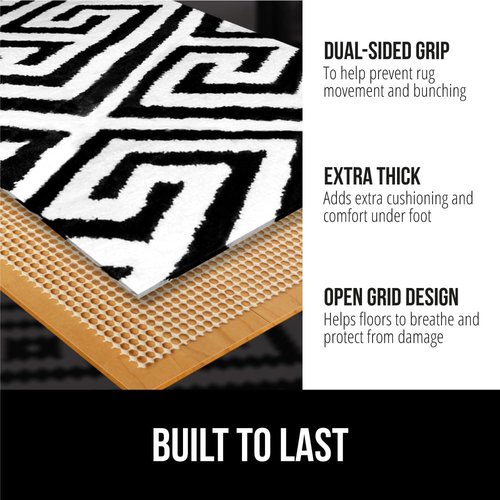 GORILLA GRIP Rug Pad Gripper - Slip and Skid Resistant Cushion for Hard Floors | 4x5 FT Size