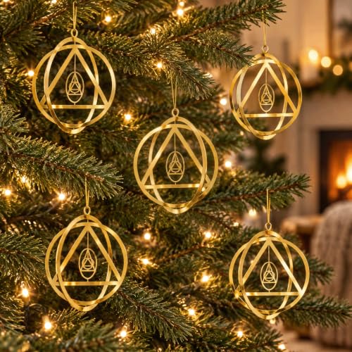 The Token Shop 5 Pack 3D AA Sobriety Christmas Ornaments Set - Sober Gifts