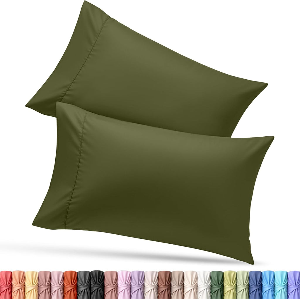Utopia Bedding Queen Pillow Cases - Soft Brushed Microfiber - 2 Pack, Olive | 20 x 30 Inches