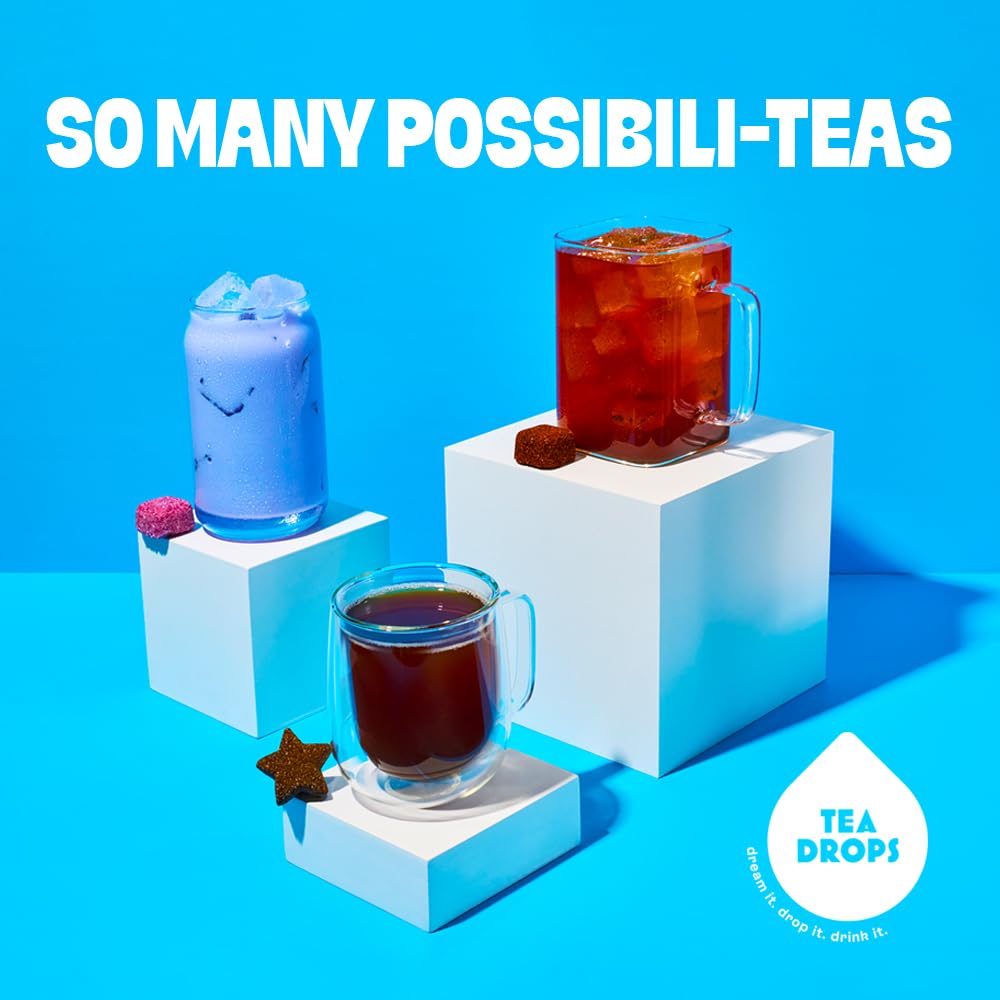 Tea Drops Gift Set | Organic Dissolvable Loose Leaf Tea | Microplastic-Free | Chai Spice Chocolate Earl Grey Citrus Ginger Rose Matcha Peppermint Ube Vanilla Bean Thai | 9 Sampler Assortment - 1 Per Flavor