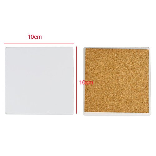 4Pcs Square Blank Ceramic Coaster DIY Coasters 4-Inch Crafts Tiles Coasters with Cork Backing Pads for Painting, DIY Crafts, Decorate Your Own Coaster DIY Project, White