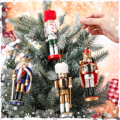 Wooden Christmas Nutcracker Ornaments, 10-Piece 5-Inch King Figures Set