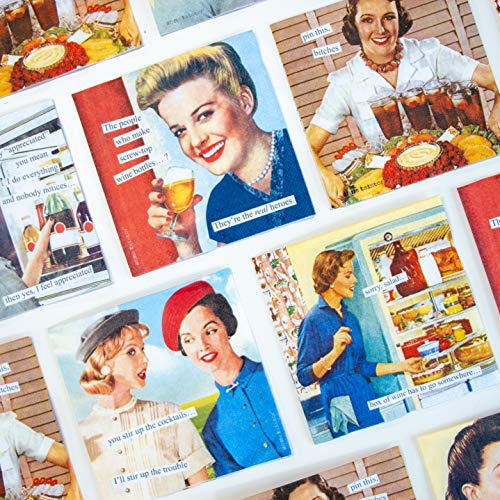 Anne Taintor Retro Cocktail Napkins 20-Pack, 3-Ply Paper Party Decor, 5x5 Inches