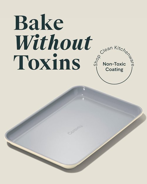 Caraway Nonstick Ceramic Baking Sheet - Non-Toxic & Oven Safe 9x13” Mini Sheet Pan - Cream Color