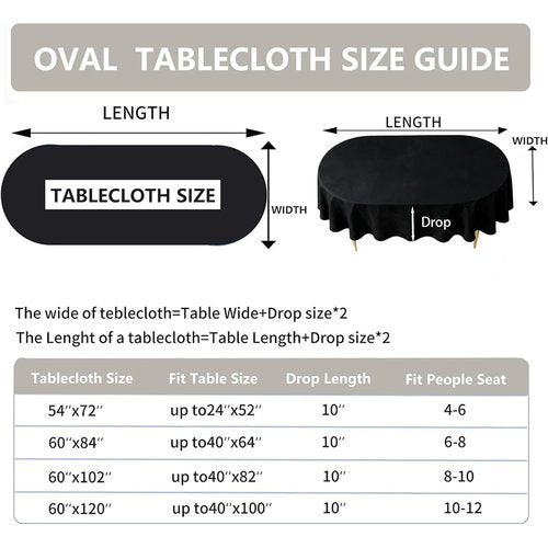 Amonsa Oval Tablecloth 60 x 120 inch for 10-12 Seats Washable Dining Table Cloths Polyester Fabric White