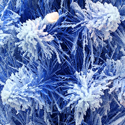 4.5' Flocked Blue Artificial Christmas Tree with 100 Clear Lights, Puleo International Pre-Lit