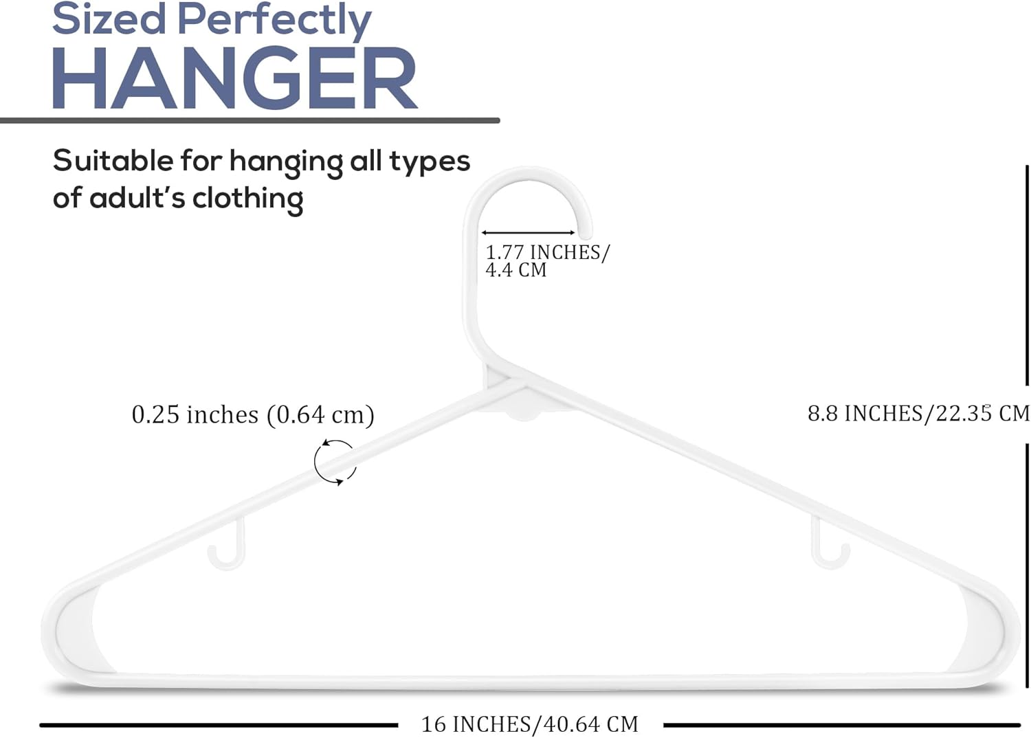 Utopia Home Plastic Hangers - Durable Space-Saving Clothes Organizer - 20 Pack for Shirts, Pants, Skirts & Coats (White)