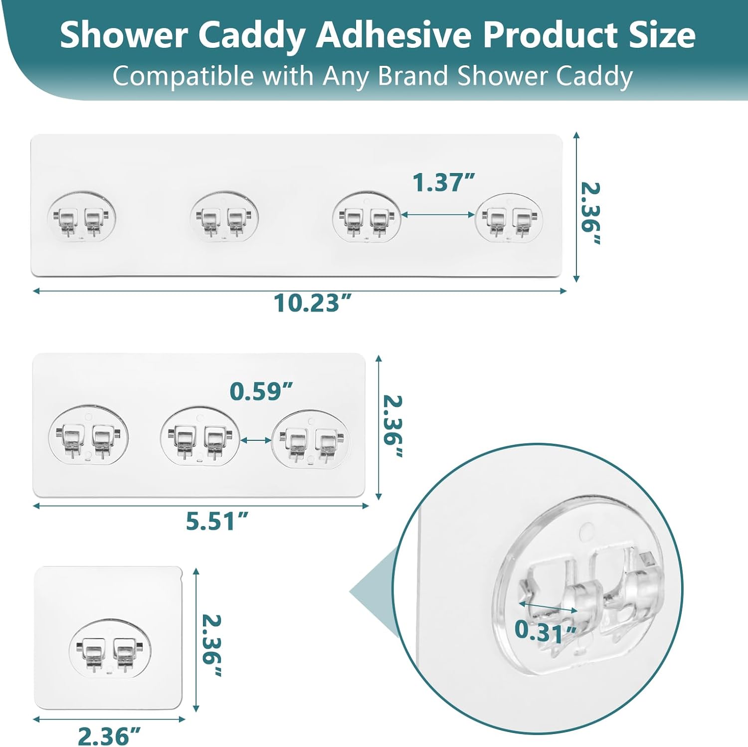Skiennix Shower Caddy Adhesive Hooks - Strong Corner Shelf Holders for Bathroom & Kitchen | 14 Pack