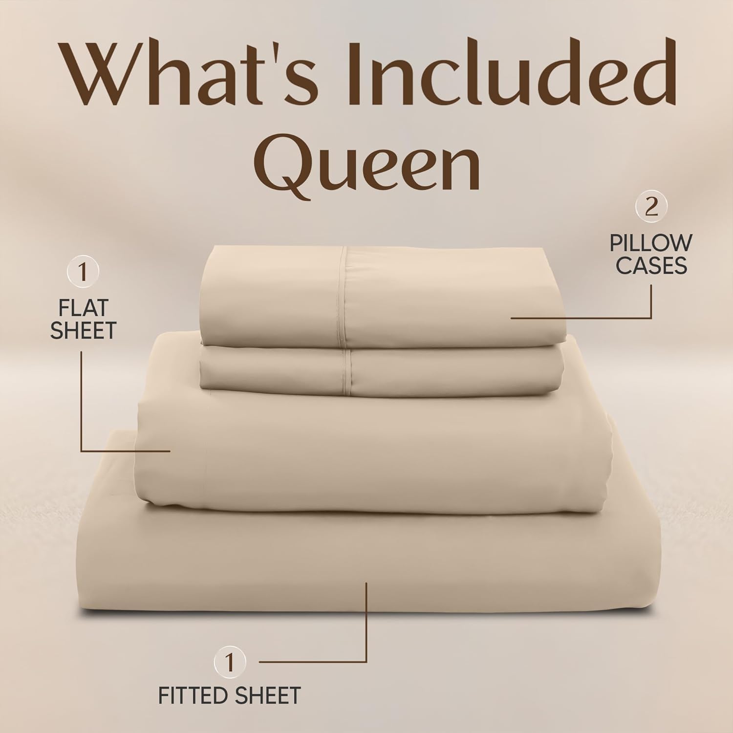 Utopia Bedding Queen Size Sheet Set - Soft, Breathable Microfiber | 4-Piece in Sand, Oeko-Tex Certified