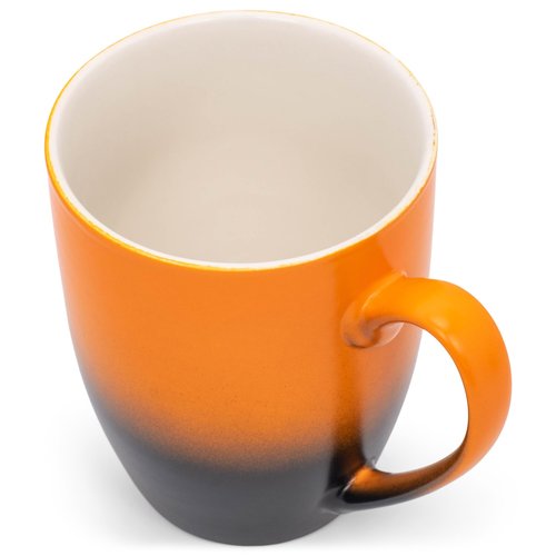 Elanze Designs Orange Black Two Toned Ombre Matte 12 ounce Ceramic Stoneware Coffee Cup Mugs Set of 4