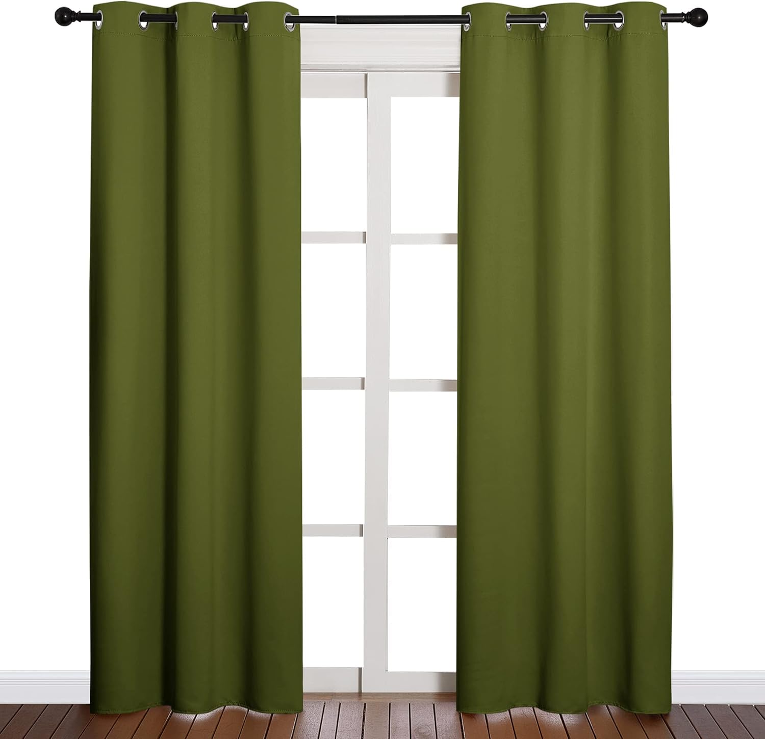 NICETOWN Blackout Curtains - Thermal Insulated Grommet Drapes for Living Room | Olive Green, 42x84 Inches