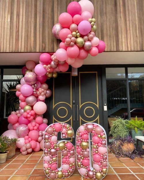 Bezente Pink Balloons Set - 60pcs 12-Inch Metallic Pearl & Latex Balloons for Birthday, Wedding, Baby Shower Decor