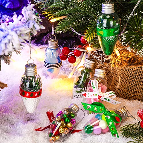Zhehao 120Pcs Classic Clear Fillable Light Bulb Ornaments with 3 Rolls Silver Rope - DIY Candy Candy Decoration