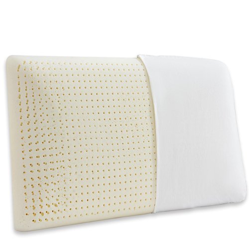 Talalay Latex Pillow, Medium Soft Latex Foam Pillow for Sleeping, Standard Size Bed Pillow for Back with Removable Cotton Inner Cover, Side and Stomach Sleepers, Helps Relieve Shoulder and Neck Pain