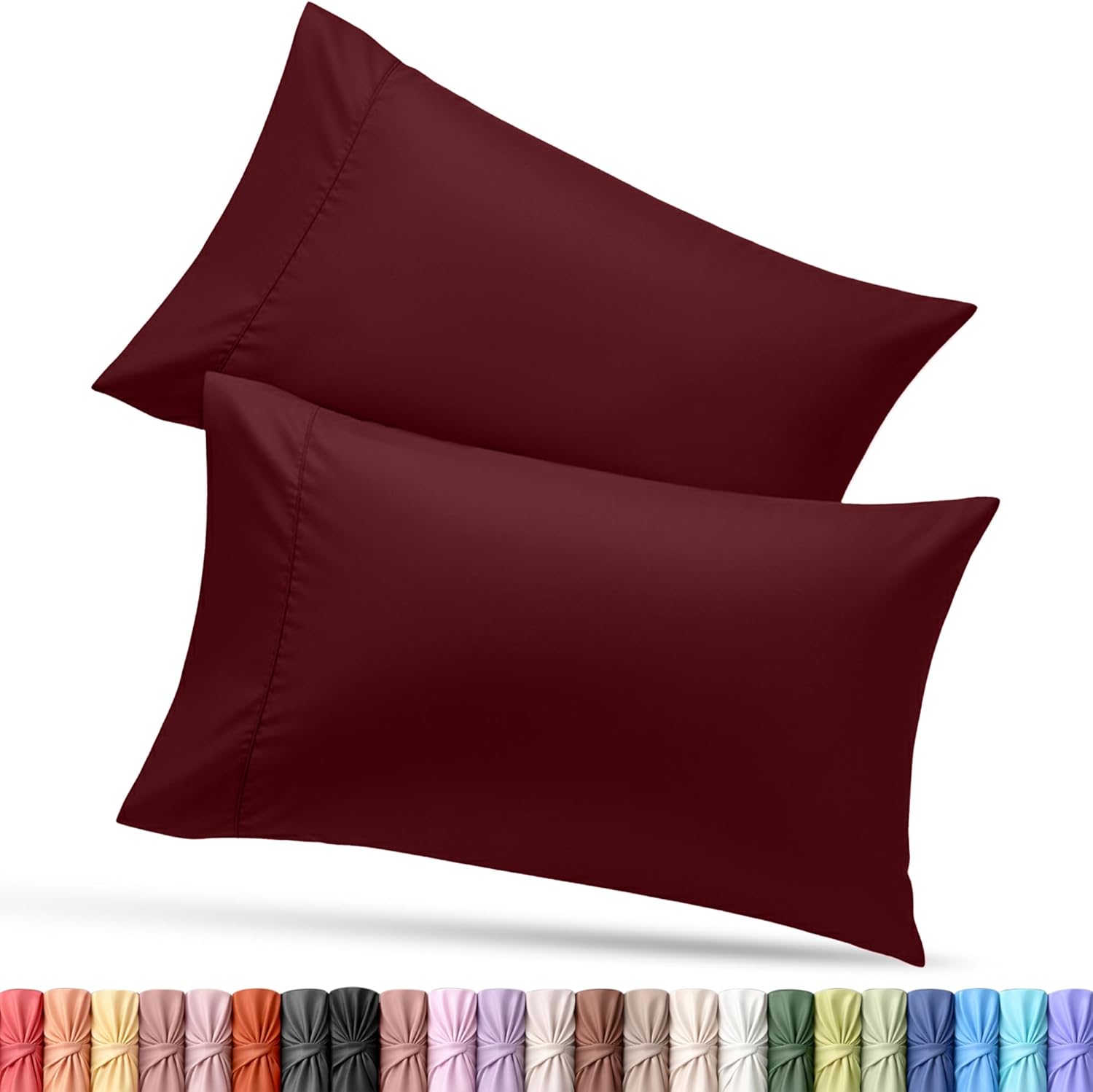 Utopia Bedding Queen Pillow Cases - Soft Brushed Microfiber - 2 Pack, Fade Resistant | 20 X 30 Inches, Burgundy