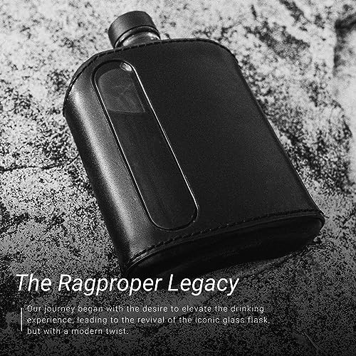 Ragproper 8oz Leather & Glass Hip Flask Set with Gift Box & Accessories