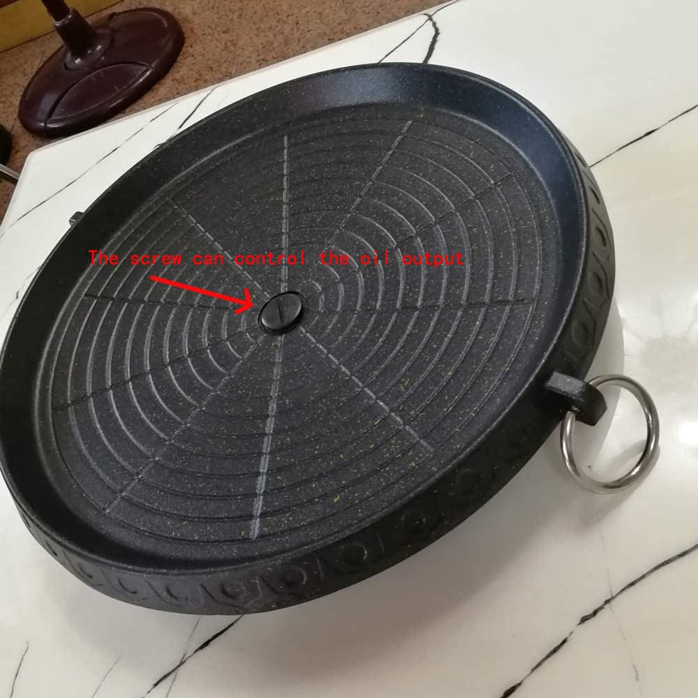 Korean Style BBQ Grill Pan with Maifan Coated Surface Non-stick Smokeless Barbecue Plate for Indoor Outdoor Grilling 32x32cm