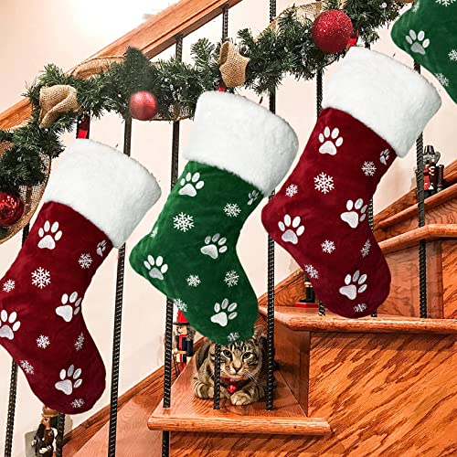 18-Inch Burlap Christmas Stockings with Plush Cuff, 2-Pack Holiday Decor