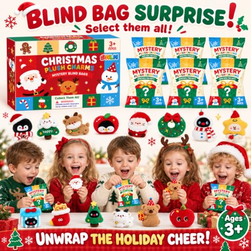 Christmas Plush Keychains 24-Pack - Holiday Party Favors & Gifts